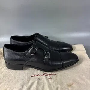 Salvatore Ferragamo ADDO Monkstrap Black Calf Leather Loafer Size 7 1/2 Ferragamo Men main image 4